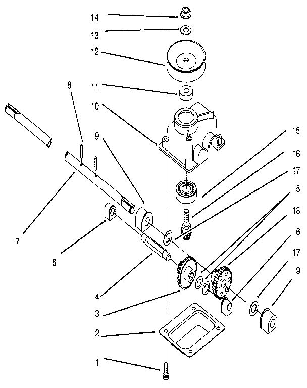 Gear Case Assembly Diagram and Parts List for 10302 3900001 AND UP Lawn Boy Lawn Mower